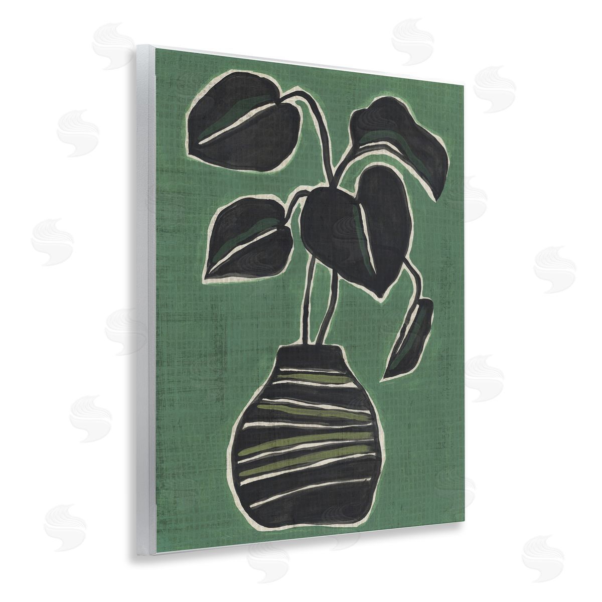 Green Hued House Plant Wood Plaque Wall Art, Home Decor by June Erica Vess
