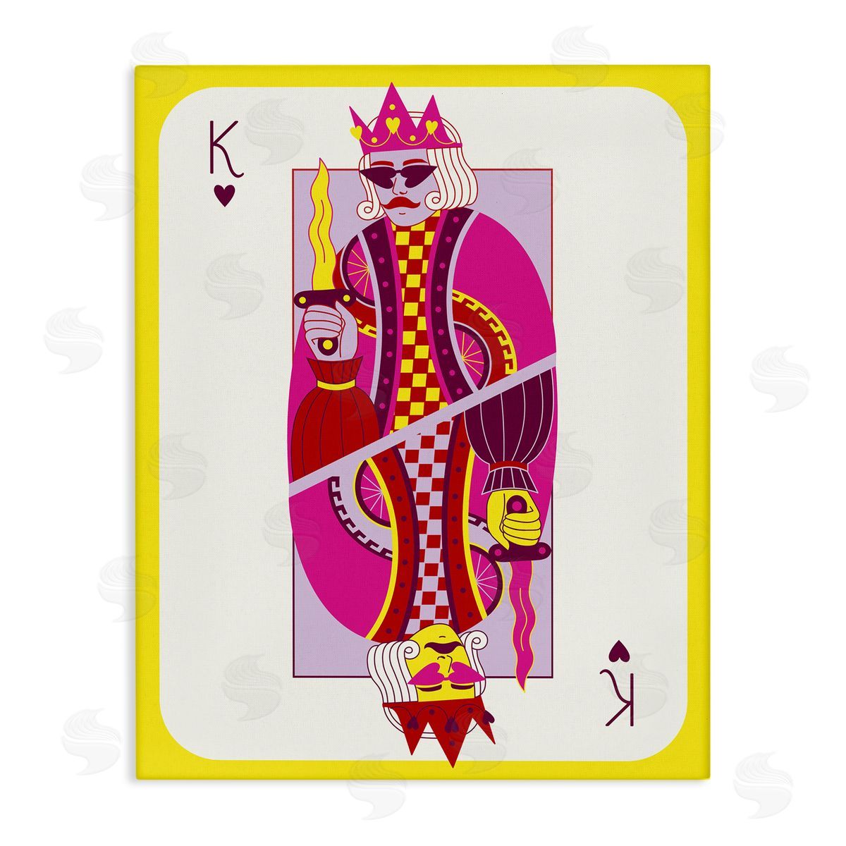 Bright Trendy King Card Canvas Wall Art, Home Decor by Grace Popp