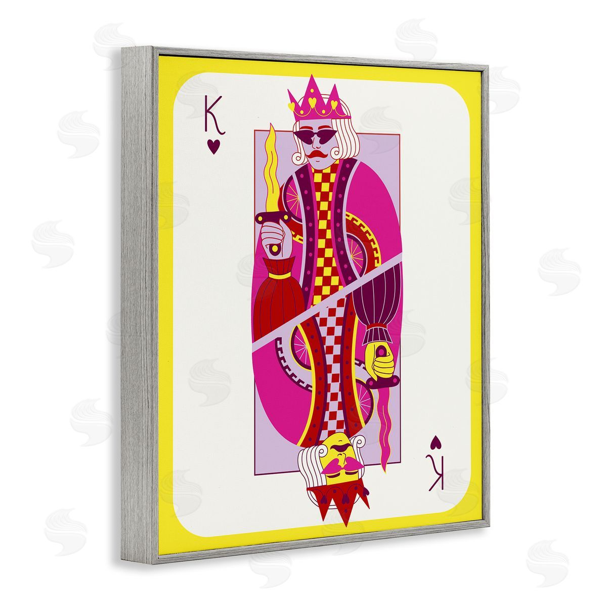 Bright Trendy King Card Grey Frame Print Wall Art, Home Decor by Grace Popp