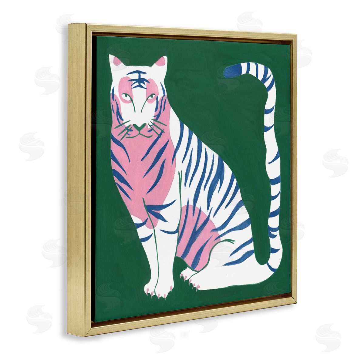 Fierce Modern Tiger Gold Floating Frame Canvas Wall Art, Home Decor by Melissa Wang