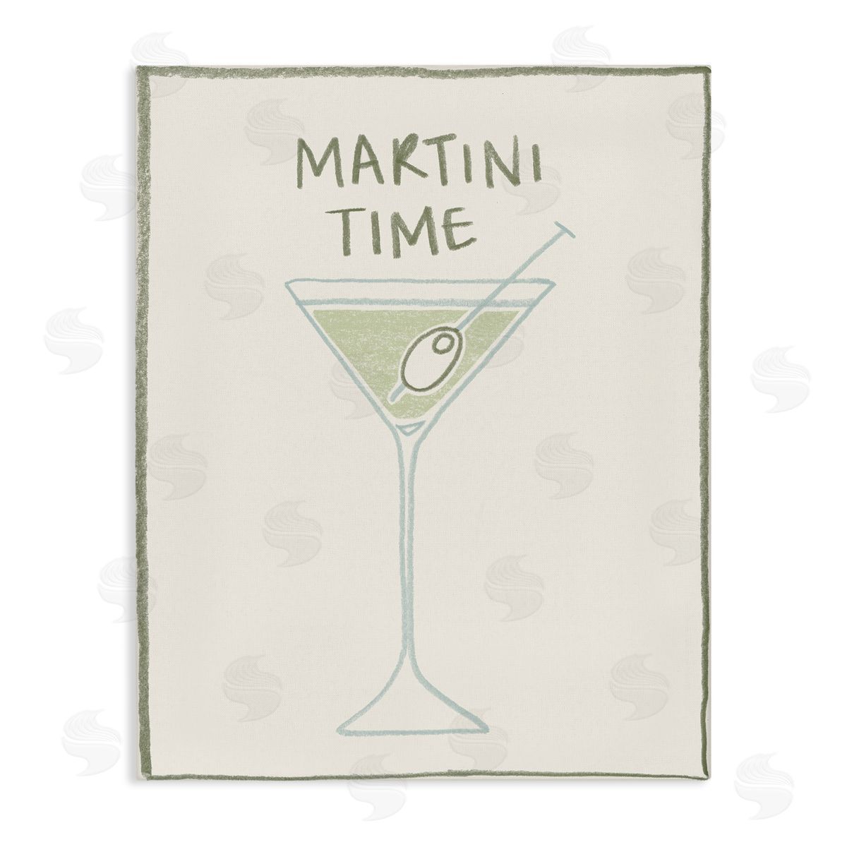 Minimal Martini Time Canvas Wall Art, Home Decor by Grace Popp