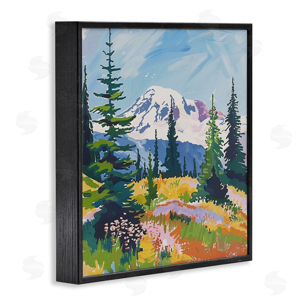 Peaceful Mountain Valley Scenery Black Frame Print Wall Art, Home Decor by Walker Noble