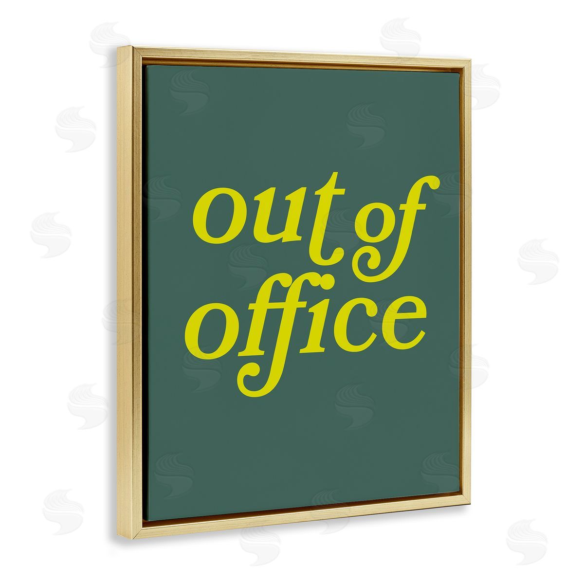 Minimal Out Of Office Gold Floating Frame Canvas Wall Art, Home Decor by Victoria Barnes