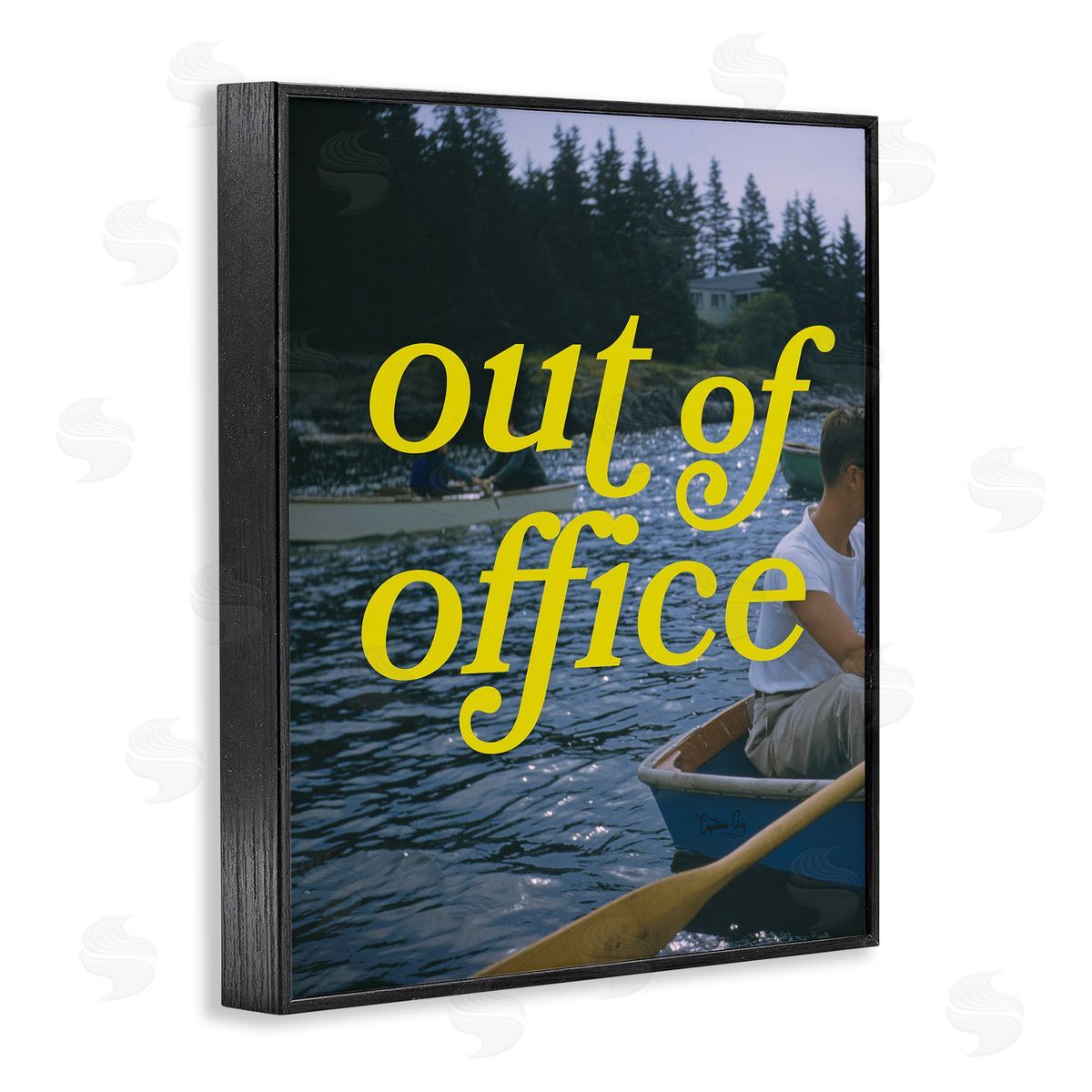 Out of Office Lake View Black Frame Print Wall Art, Home Decor by Victoria Barnes