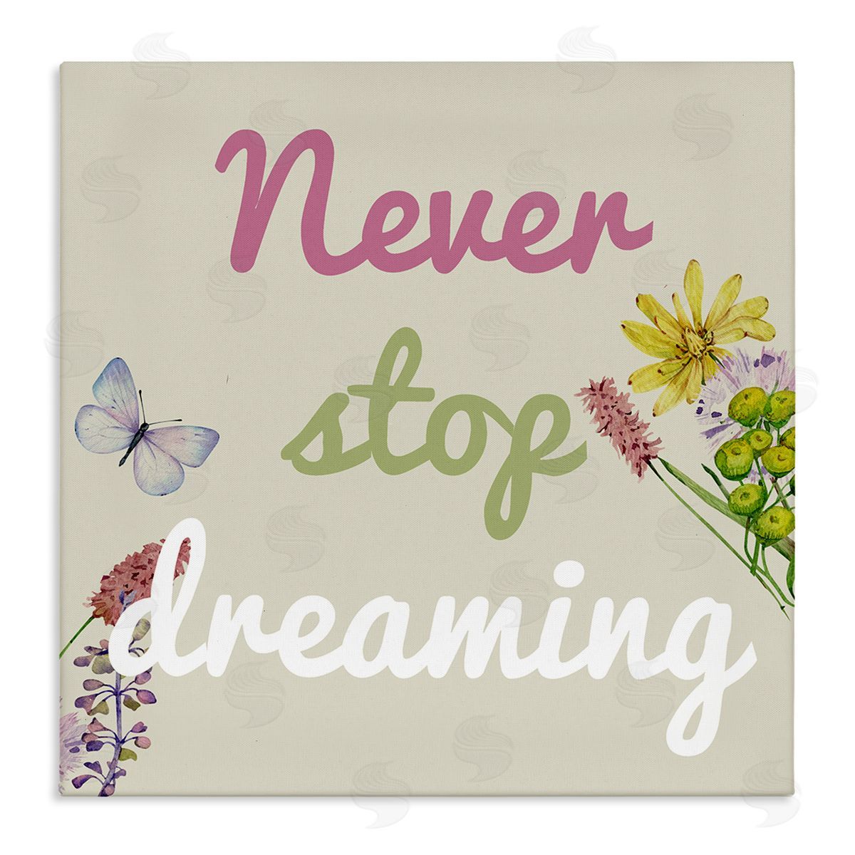 Never Stop Dreaming with Florals Canvas Wall Art, Home Decor by Kim Allen