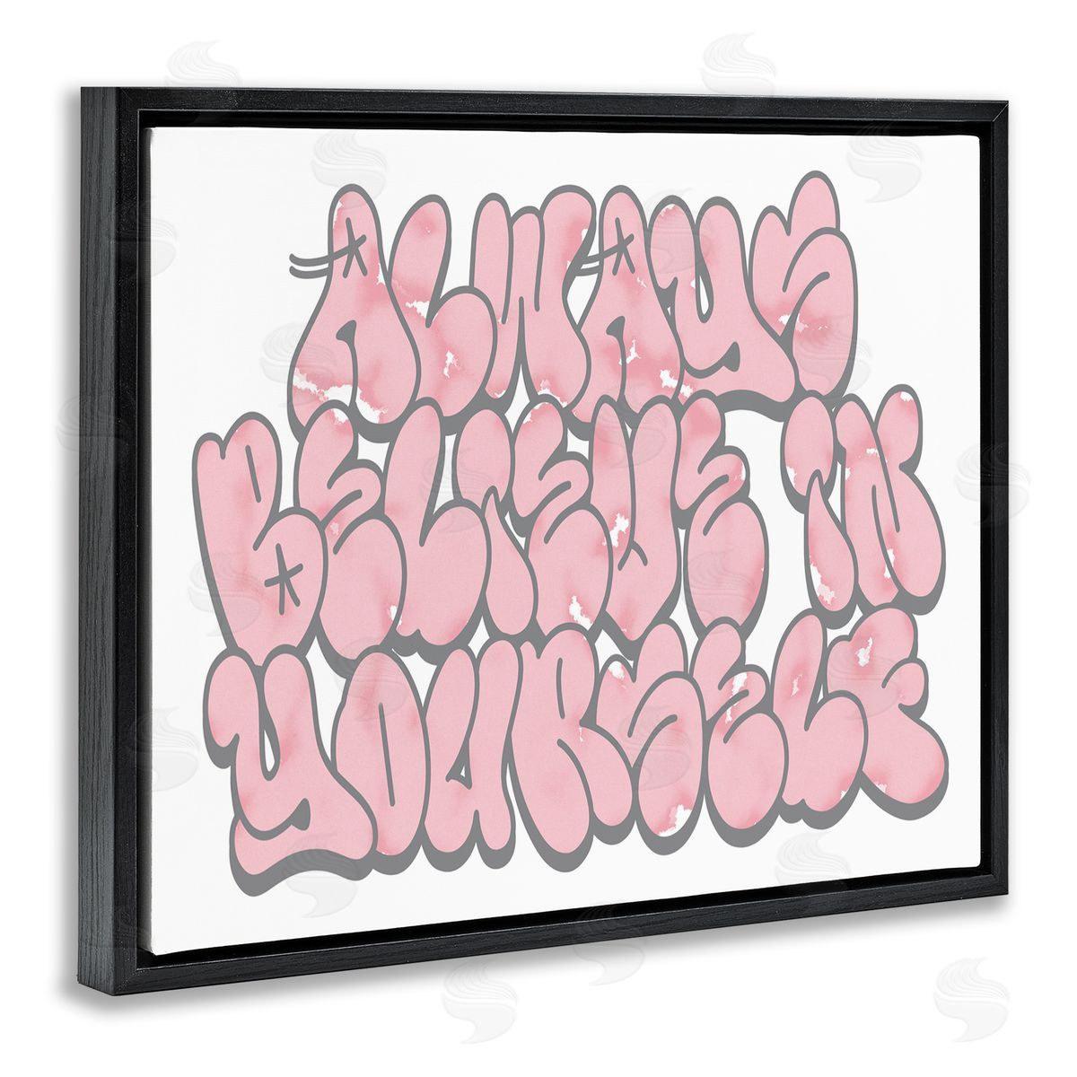 Believe in Yourself Graffiti Black Floating Frame Canvas Wall Art, Home Decor by Marcus Prime