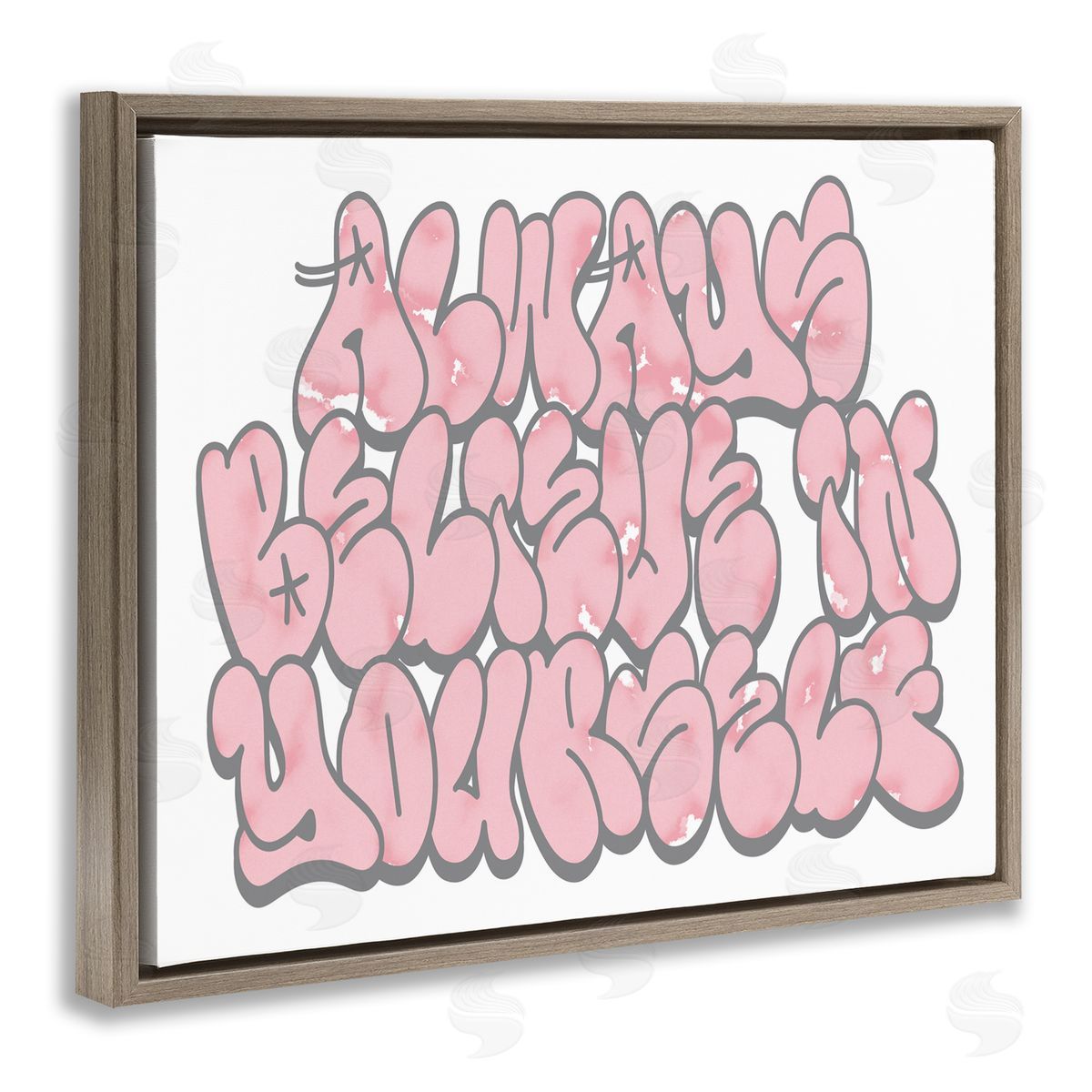 Believe in Yourself Graffiti Brown Floating Frame Canvas Wall Art, Home Decor by Marcus Prime