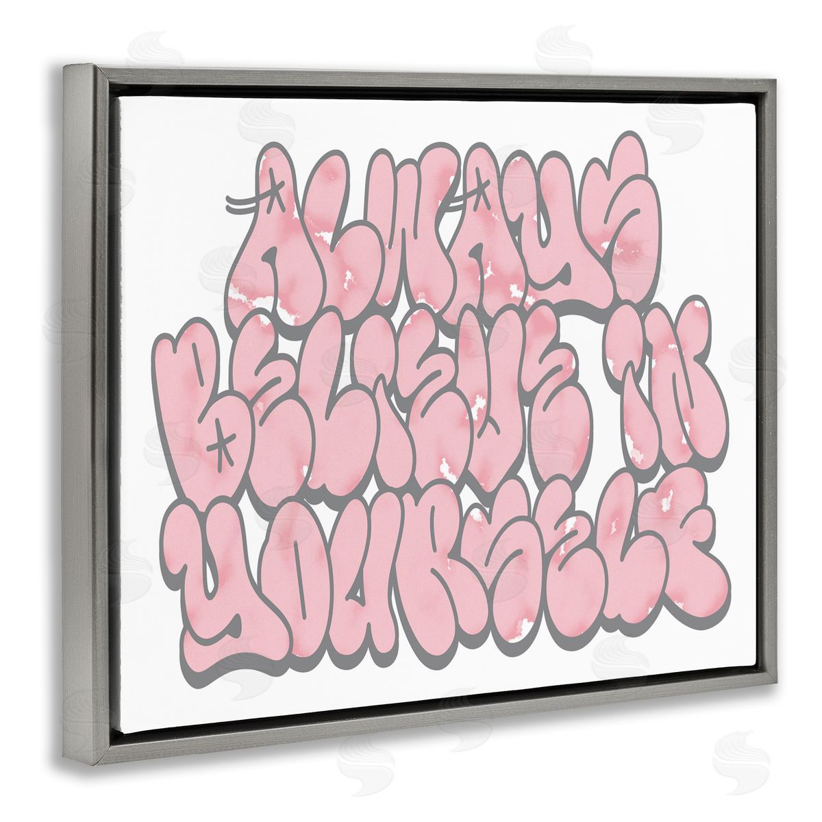 Believe in Yourself Graffiti Grey Floating Frame Canvas Wall Art, Home Decor by Marcus Prime