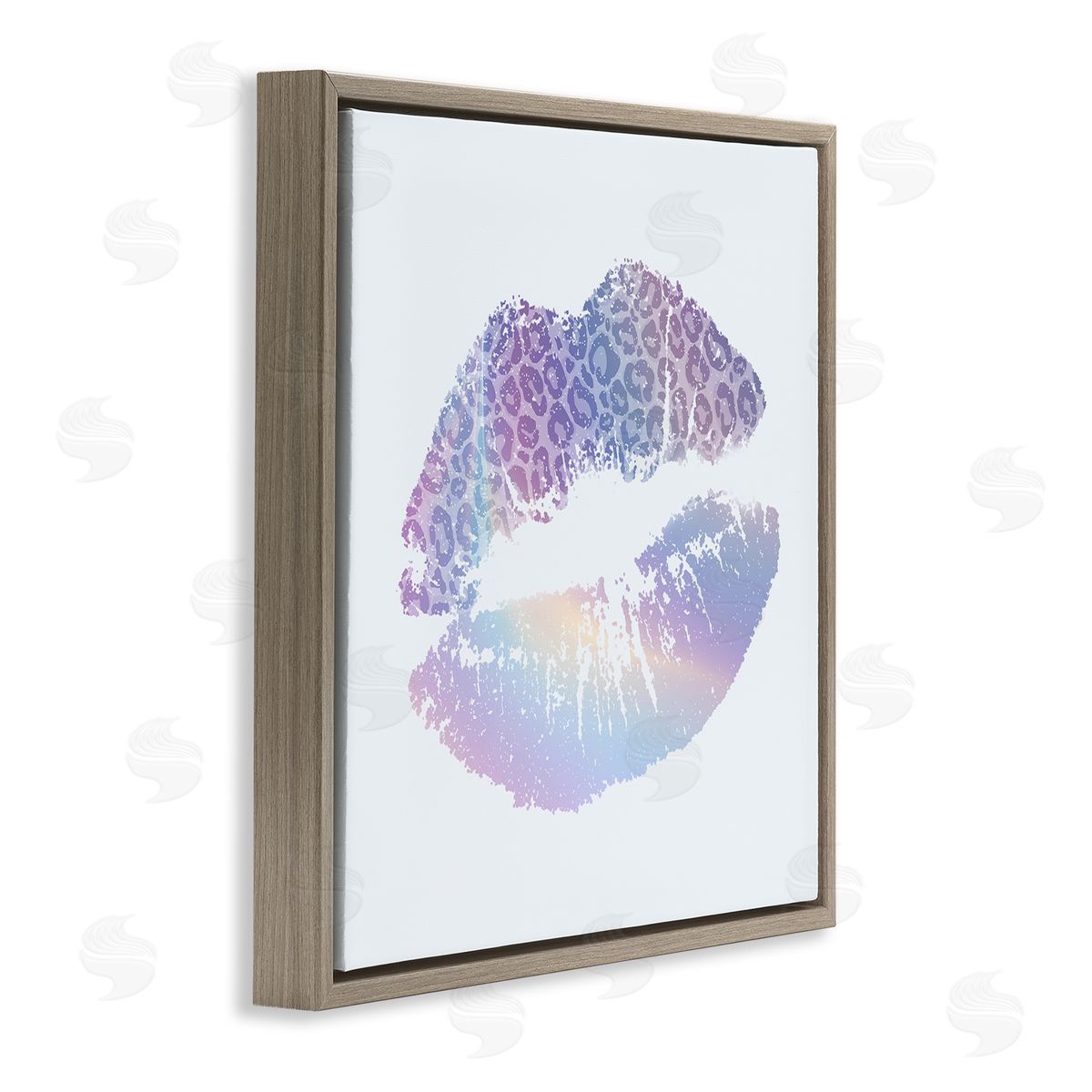 Glam Patterned Kiss Brown Floating Frame Canvas Wall Art, Home Decor by Kim Allen