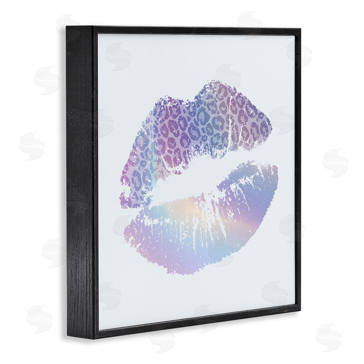 Glam Patterned Kiss Black Frame Print Wall Art, Home Decor by Kim Allen