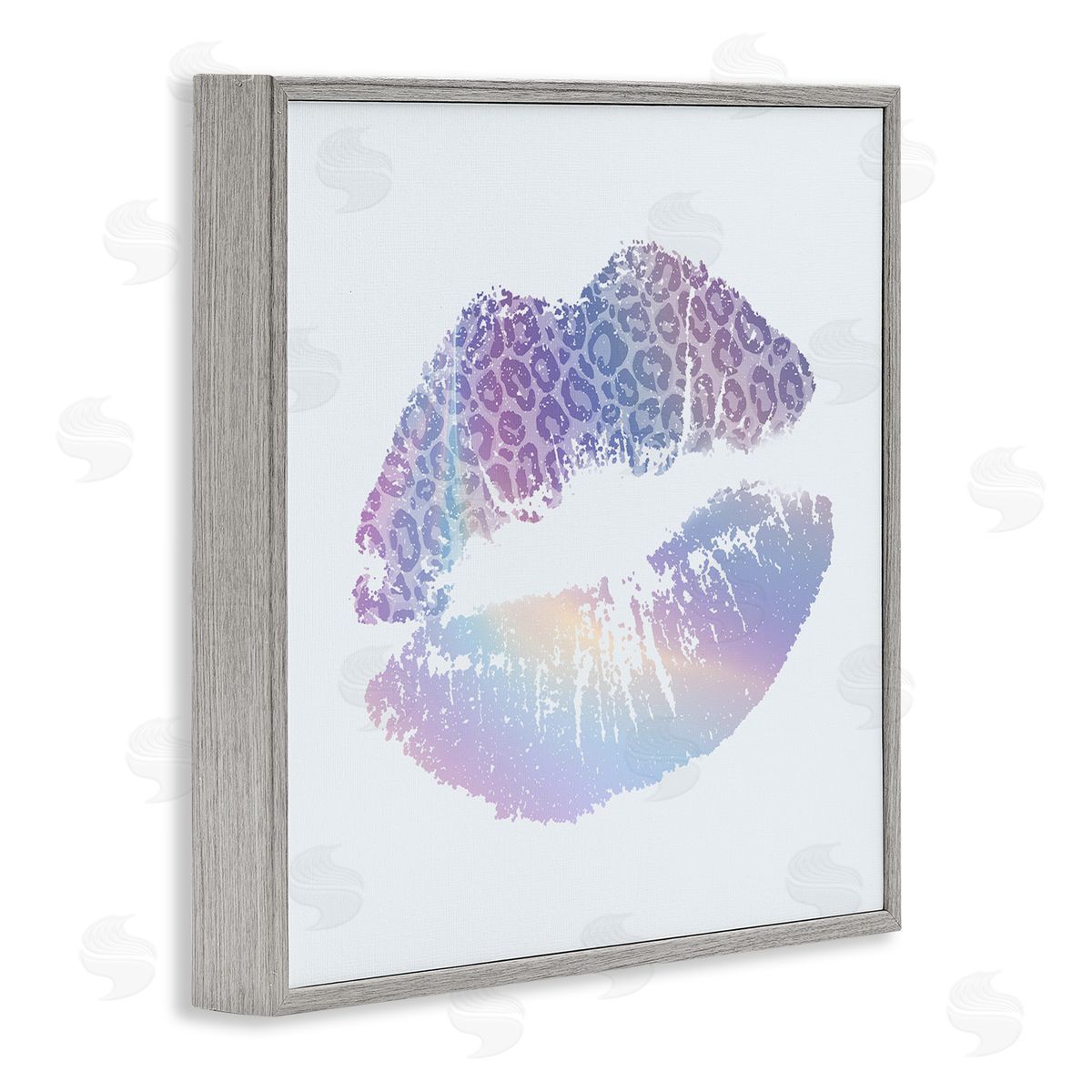 Glam Patterned Kiss Grey Frame Print Wall Art, Home Decor by Kim Allen