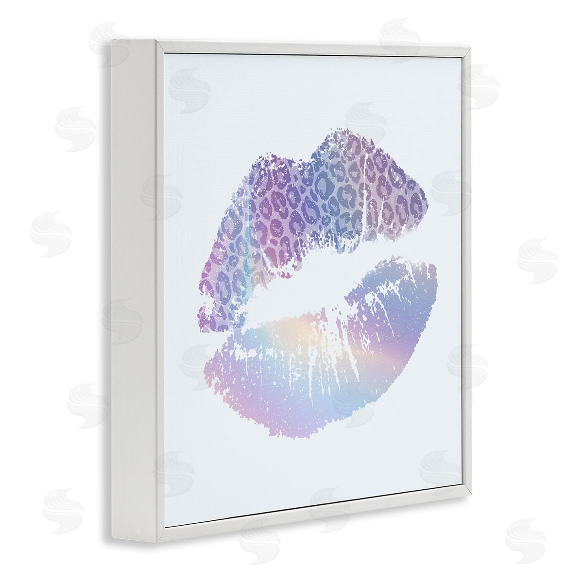 Glam Patterned Kiss White Frame Print Wall Art, Home Decor by Kim Allen