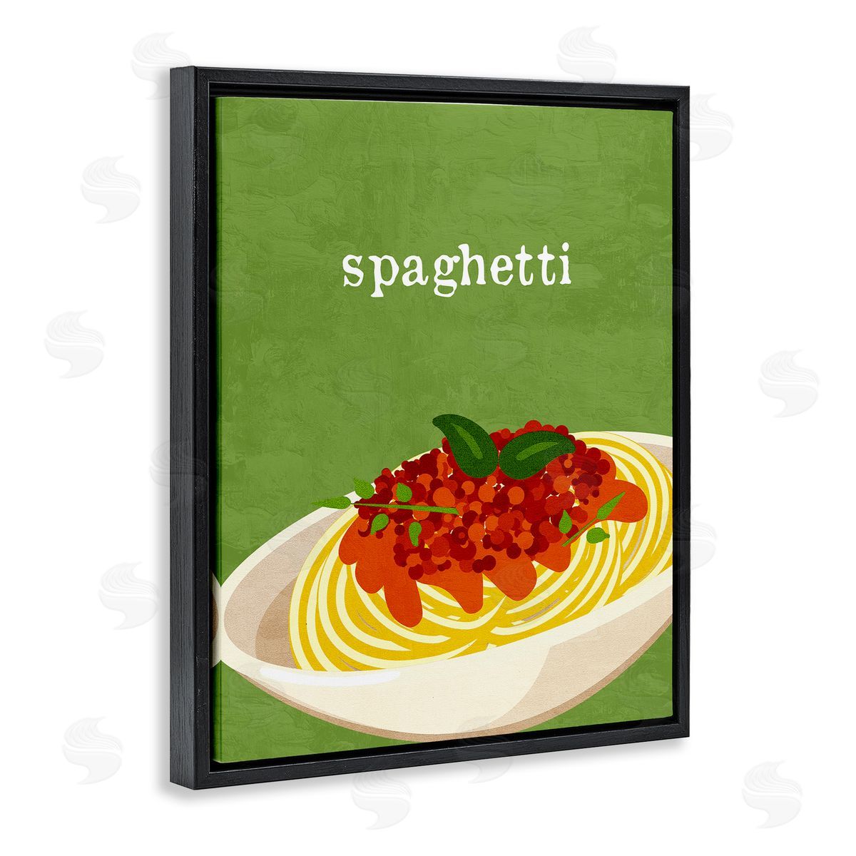Spaghetti Italian Cuisine Black Floating Frame Canvas Wall Art, Home Decor by Kim Allen
