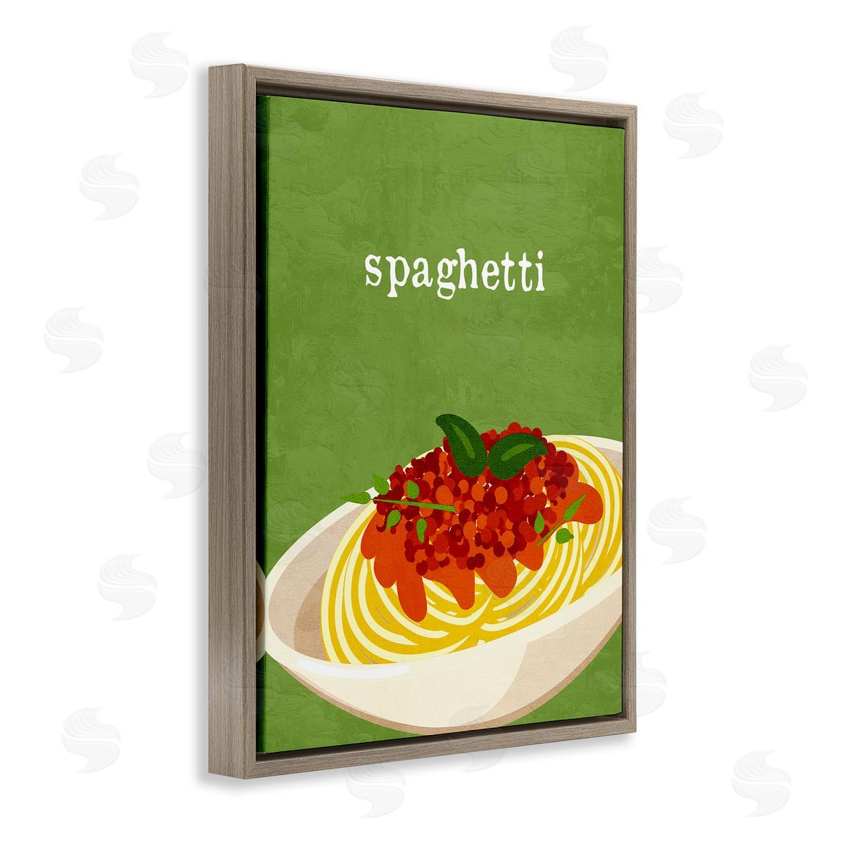 Spaghetti Italian Cuisine Brown Floating Frame Canvas Wall Art, Home Decor by Kim Allen
