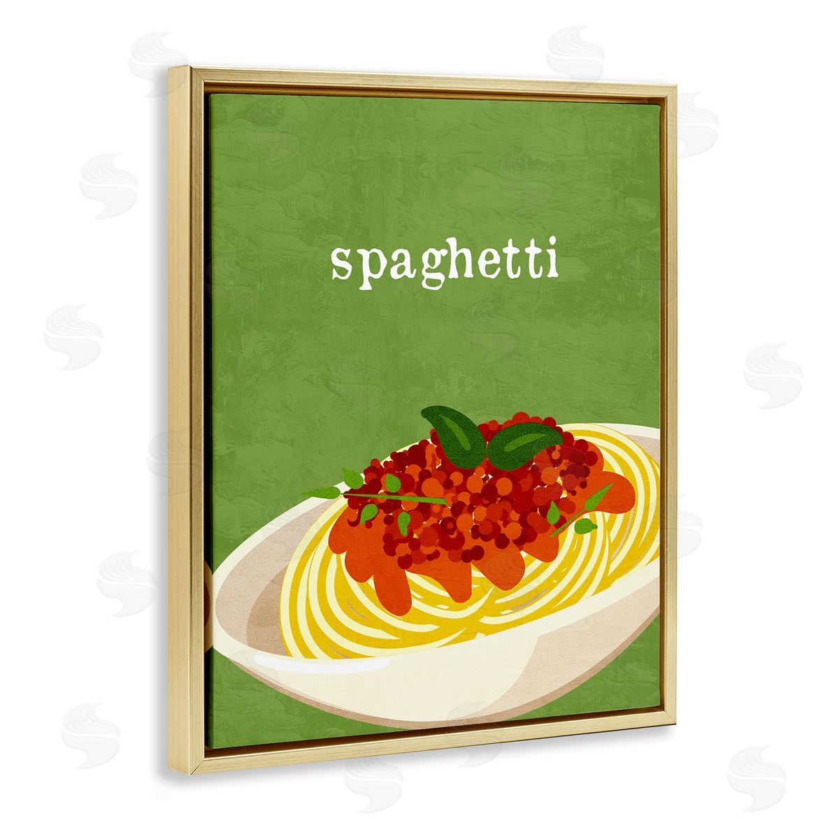 Spaghetti Italian Cuisine Gold Floating Frame Canvas Wall Art, Home Decor by Kim Allen