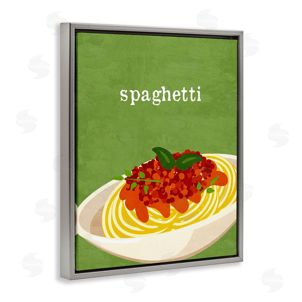 Spaghetti Italian Cuisine Grey Floating Frame Canvas Wall Art, Home Decor by Kim Allen