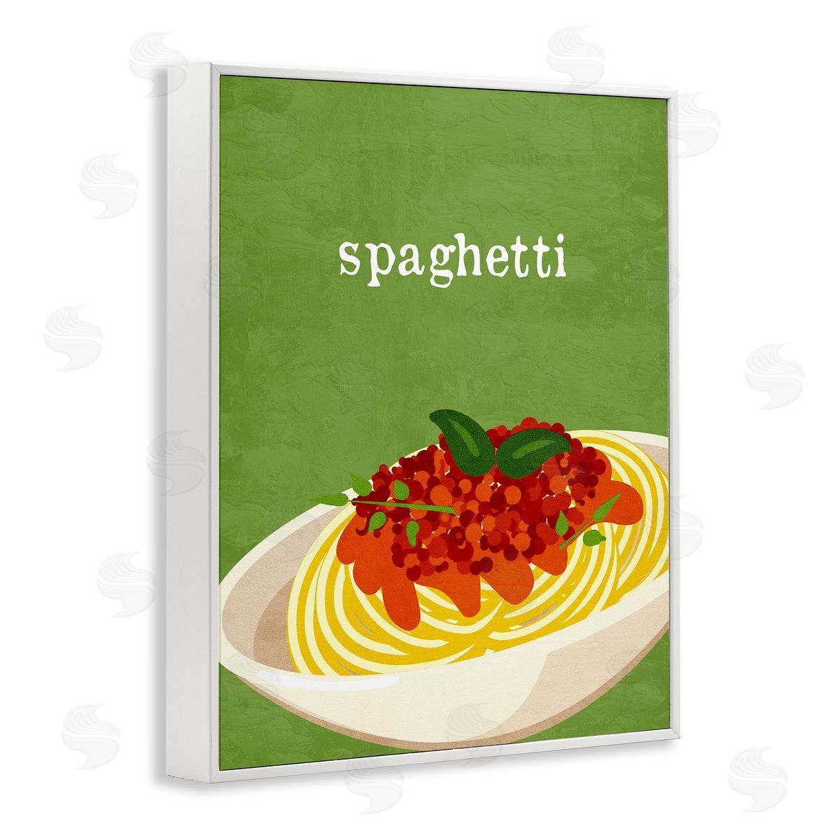 Spaghetti Italian Cuisine White Frame Print Wall Art, Home Decor by Kim Allen