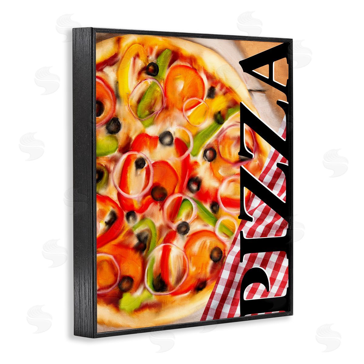 Gourmet Traditional Pizza Black Frame Print Wall Art, Home Decor by Kim Allen