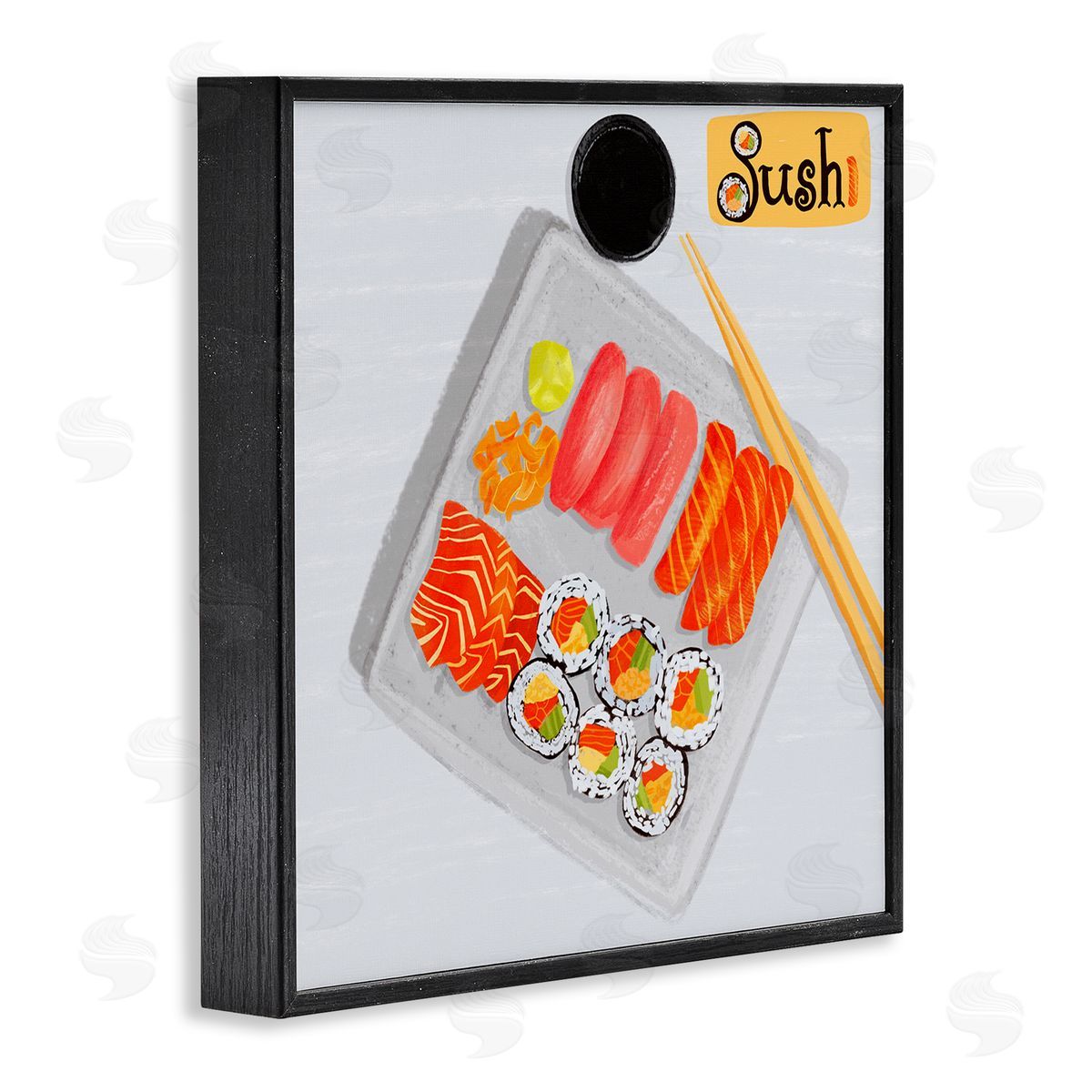 Delicious Sushi Plate Black Frame Print Wall Art, Home Decor by Juliet Rose Philips