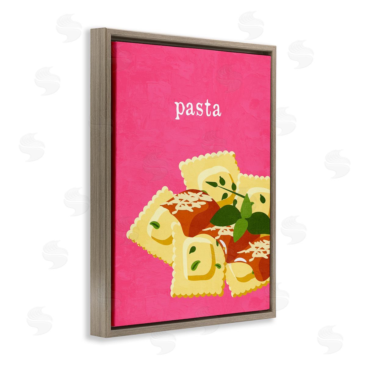 Ravioli Pasta Dish Brown Floating Frame Canvas Wall Art, Home Decor by Kim Allen