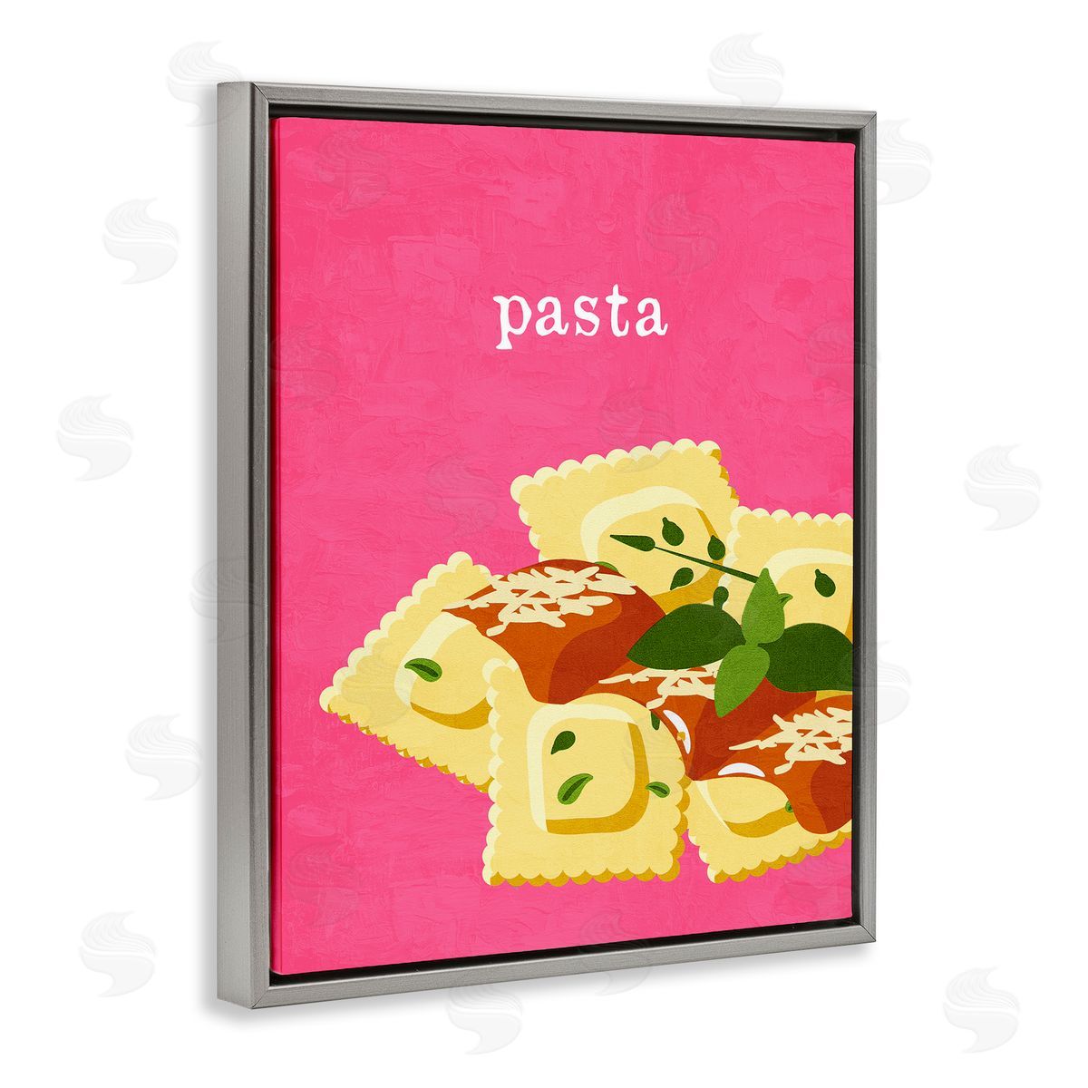 Ravioli Pasta Dish Grey Floating Frame Canvas Wall Art, Home Decor by Kim Allen