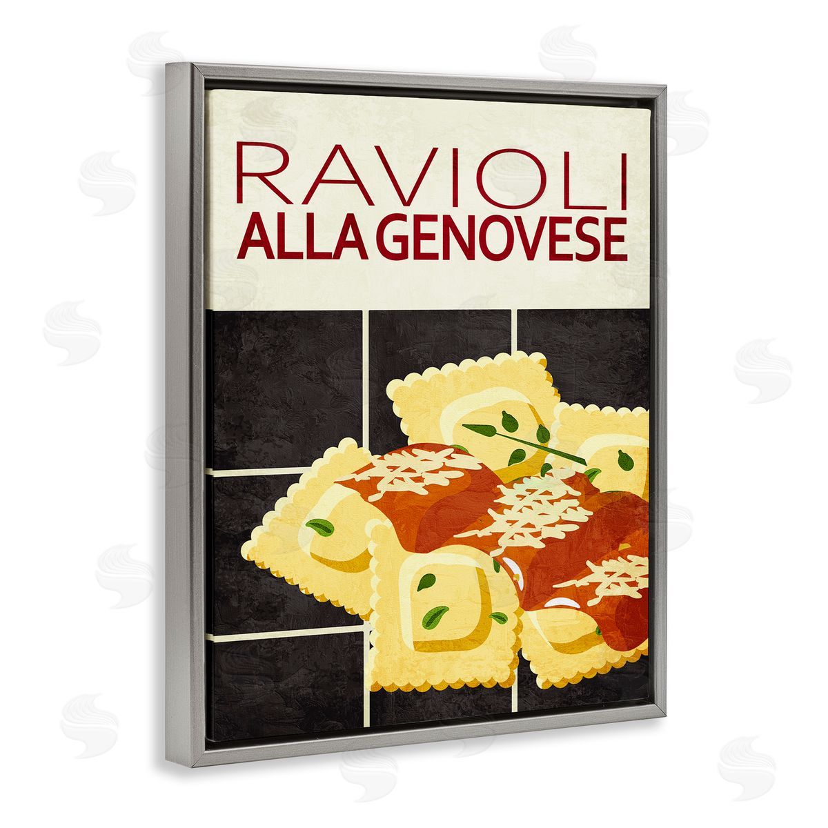 Ravioli Classic Kitchen Grey Floating Frame Canvas Wall Art, Home Decor by Kim Allen