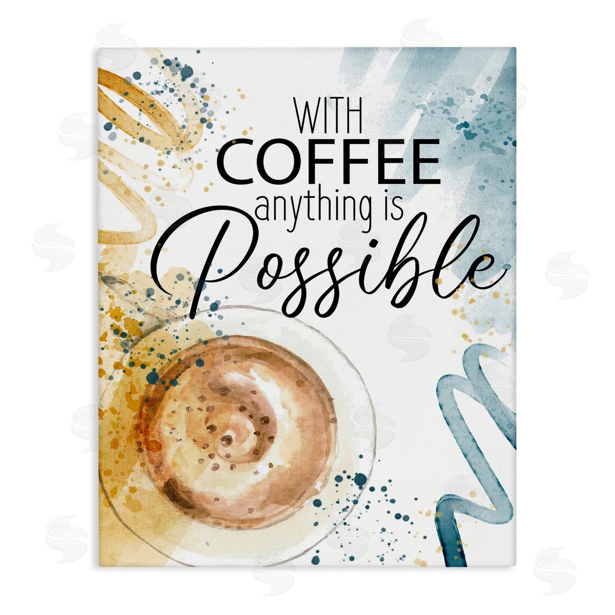 With Coffee Anything Possible Canvas Wall Art, Home Decor by Kim Allen