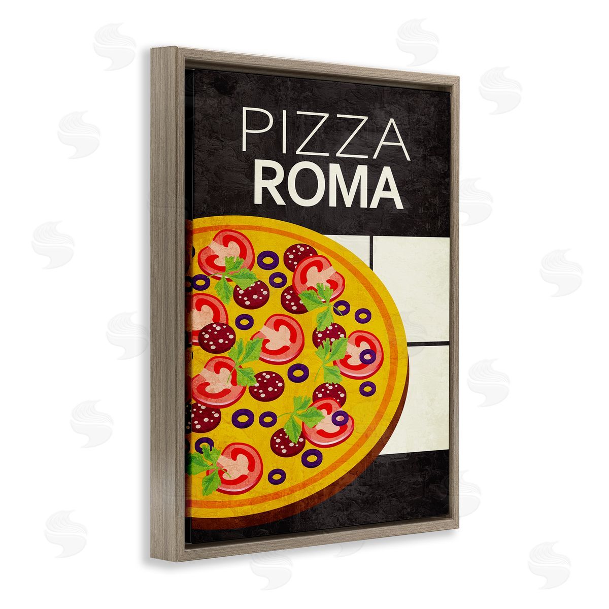 Pizza Roma Classic Kitchen Brown Floating Frame Canvas Wall Art, Home Decor by Kim Allen