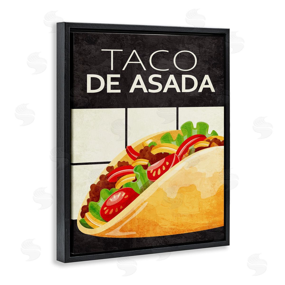 Taco Classic Meal Black Floating Frame Canvas Wall Art, Home Decor by Kim Allen