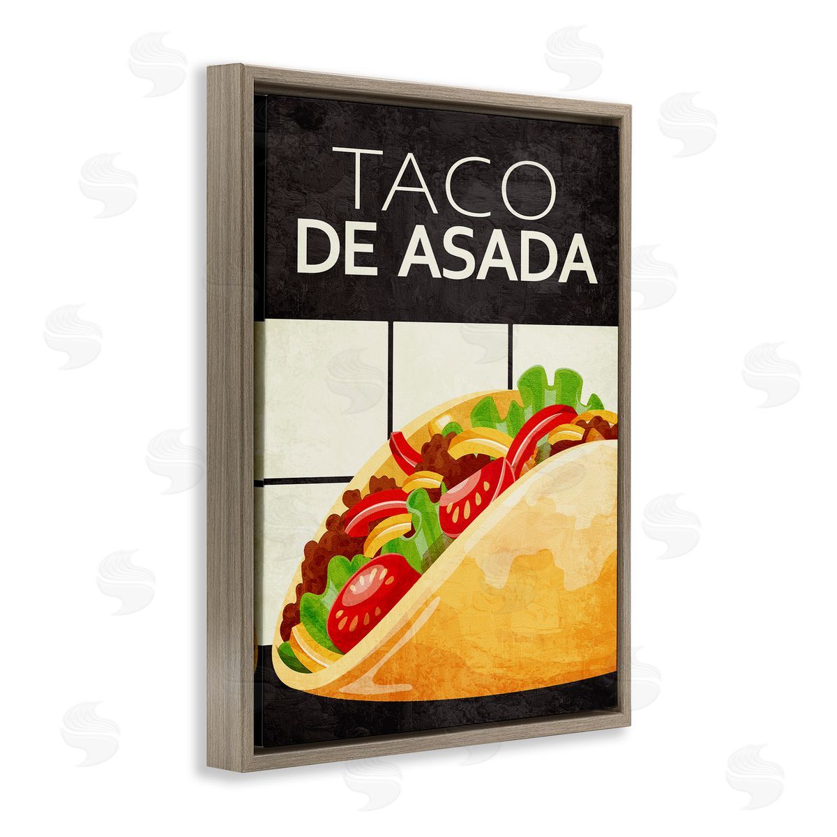 Taco Classic Meal Brown Floating Frame Canvas Wall Art, Home Decor by Kim Allen
