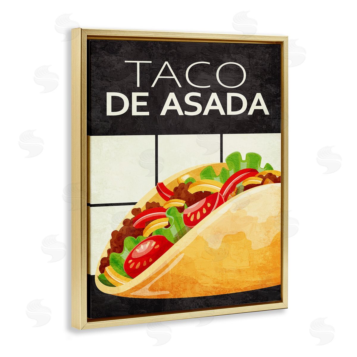 Taco Classic Meal Gold Floating Frame Canvas Wall Art, Home Decor by Kim Allen
