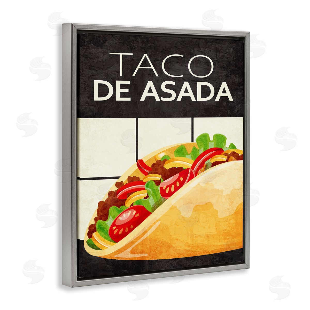 Taco Classic Meal Grey Floating Frame Canvas Wall Art, Home Decor by Kim Allen