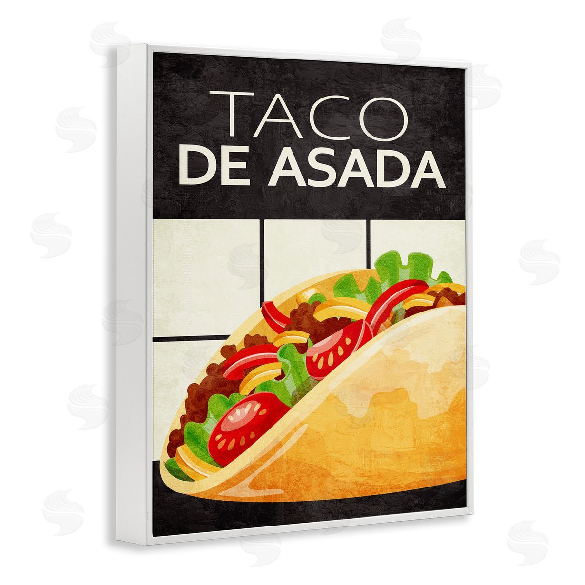 Taco Classic Meal White Frame Print Wall Art, Home Decor by Kim Allen