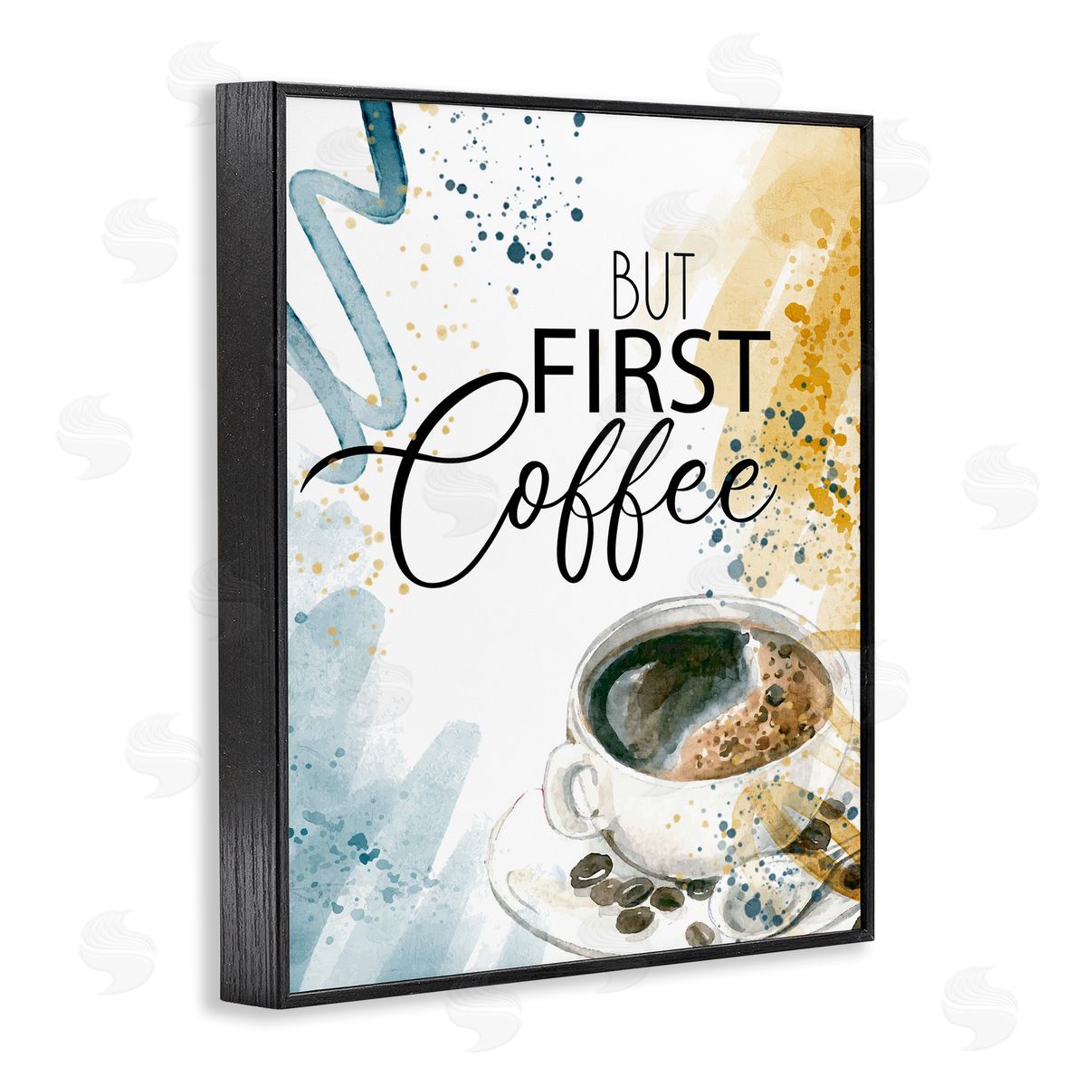 Modern But First Coffee Black Frame Print Wall Art, Home Decor by Kim Allen