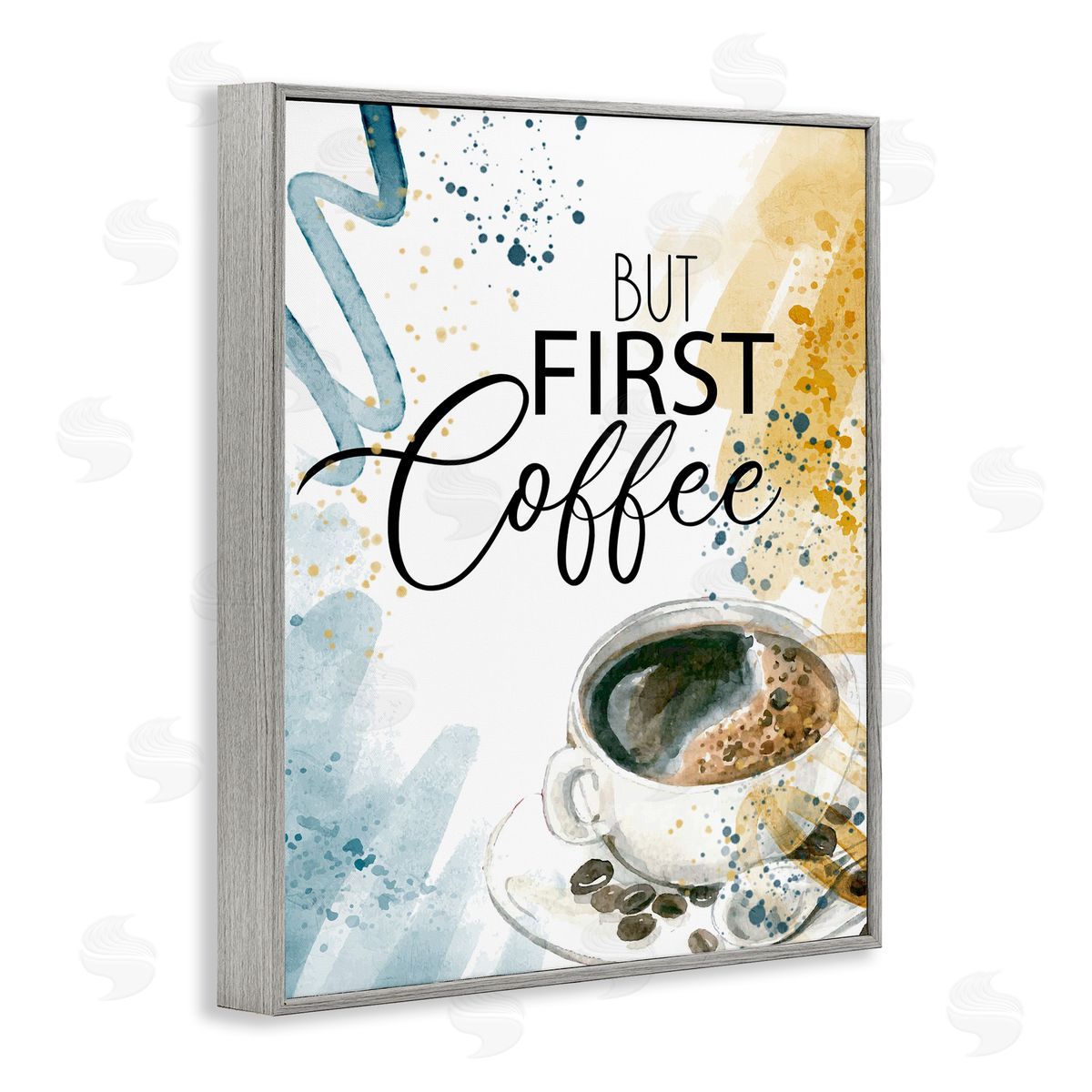 Modern But First Coffee Grey Frame Print Wall Art, Home Decor by Kim Allen