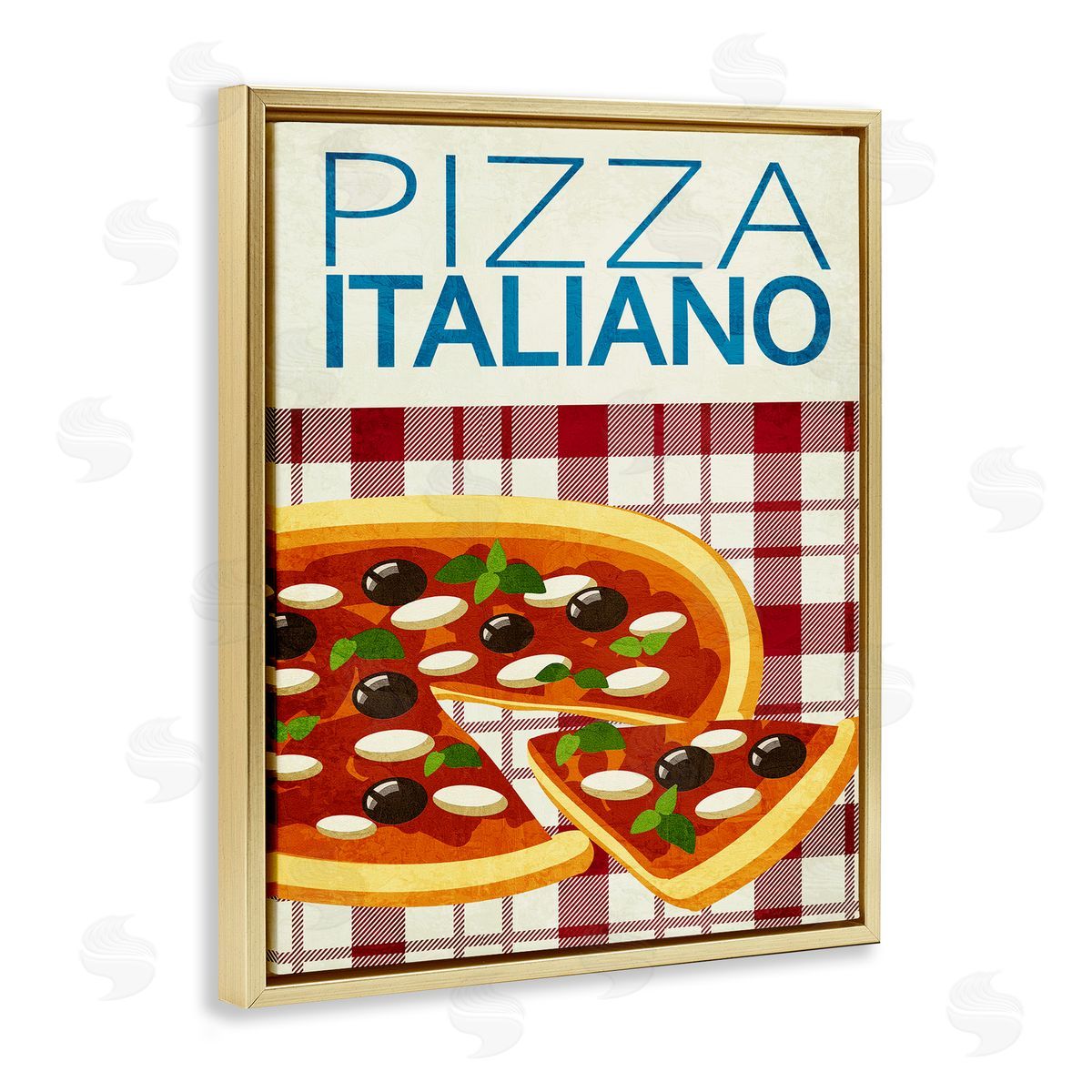 Classic Pizza Italiano Gold Floating Frame Canvas Wall Art, Home Decor by Kim Allen