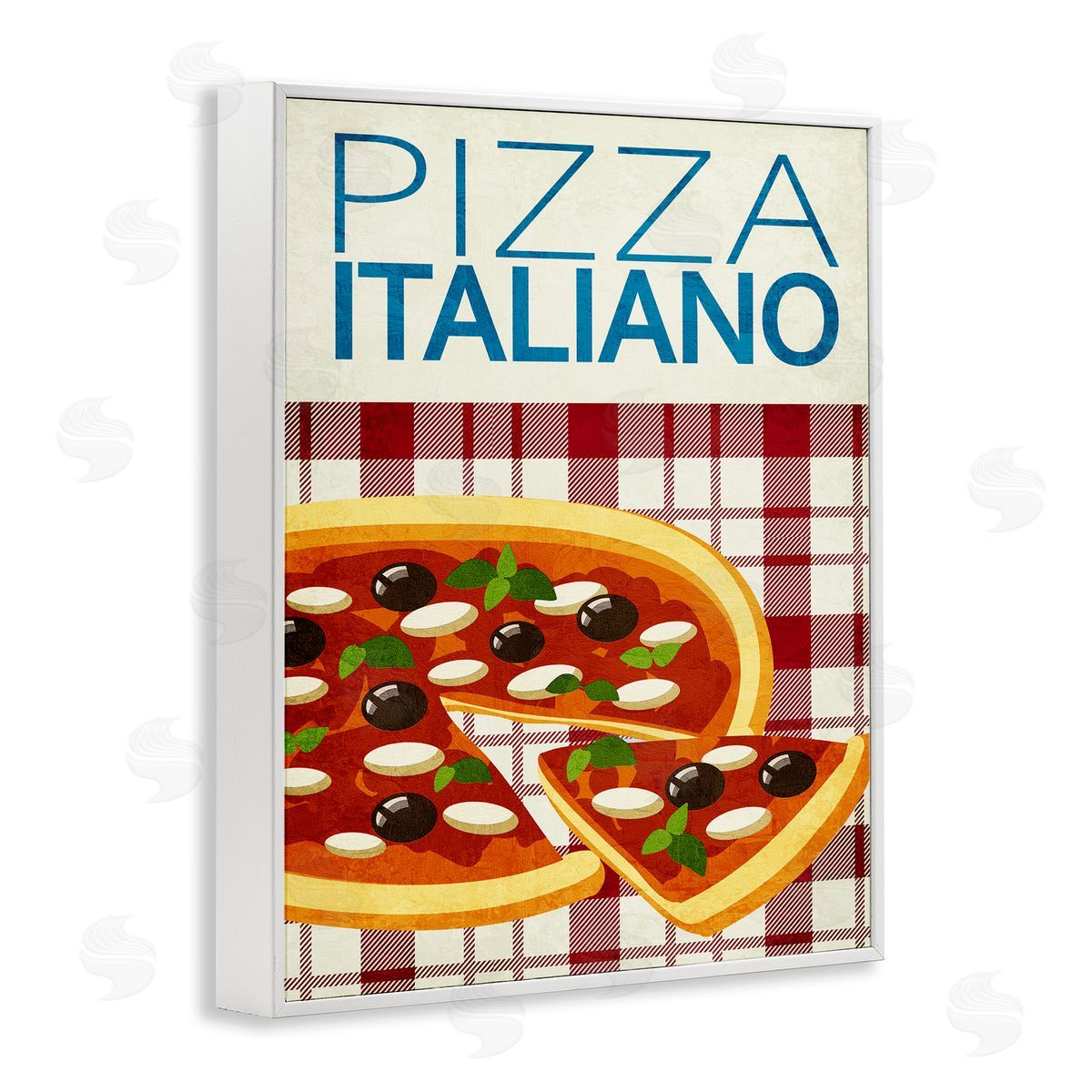 Classic Pizza Italiano White Frame Print Wall Art, Home Decor by Kim Allen