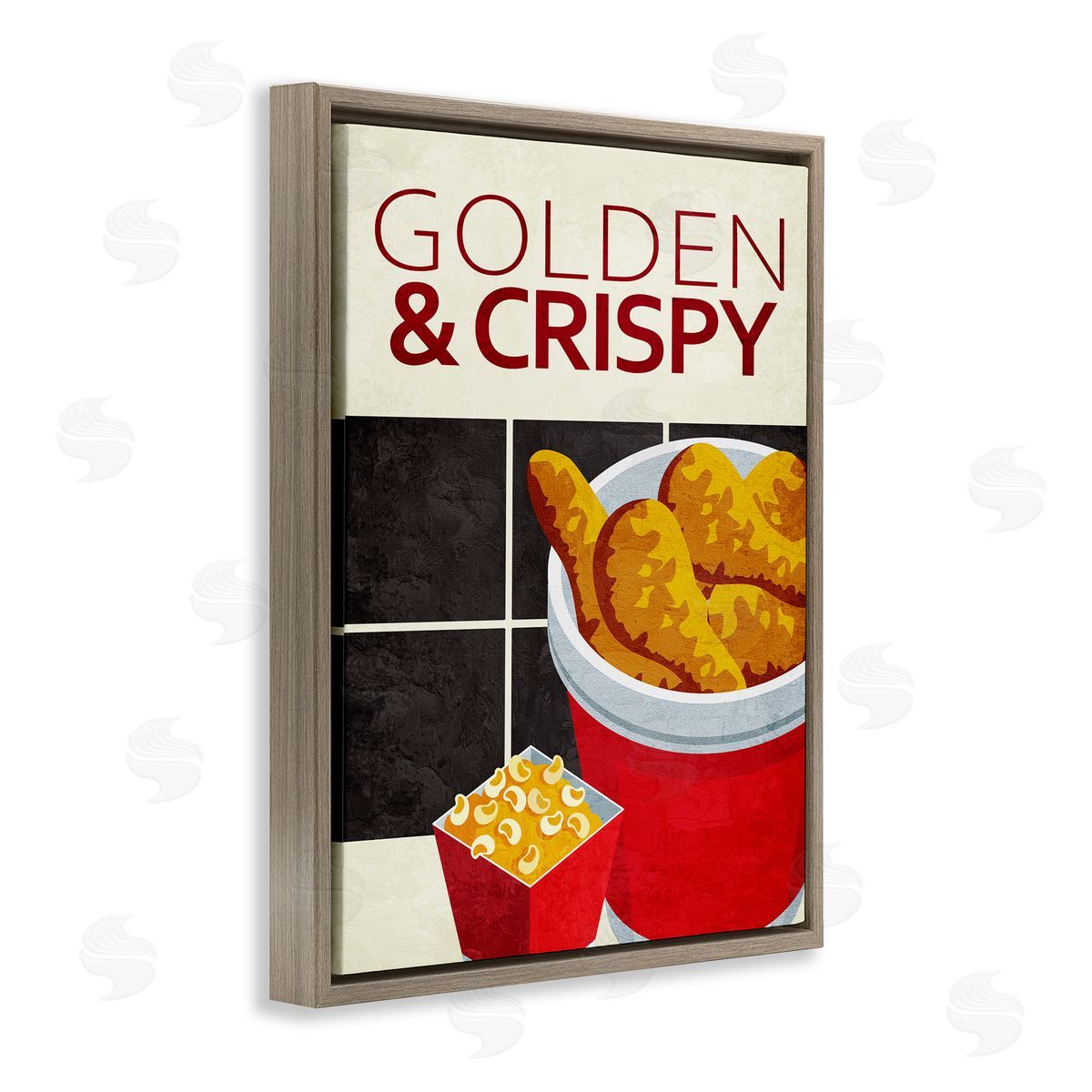 Golden & Crispy Fried Food Brown Floating Frame Canvas Wall Art, Home Decor by Kim Allen