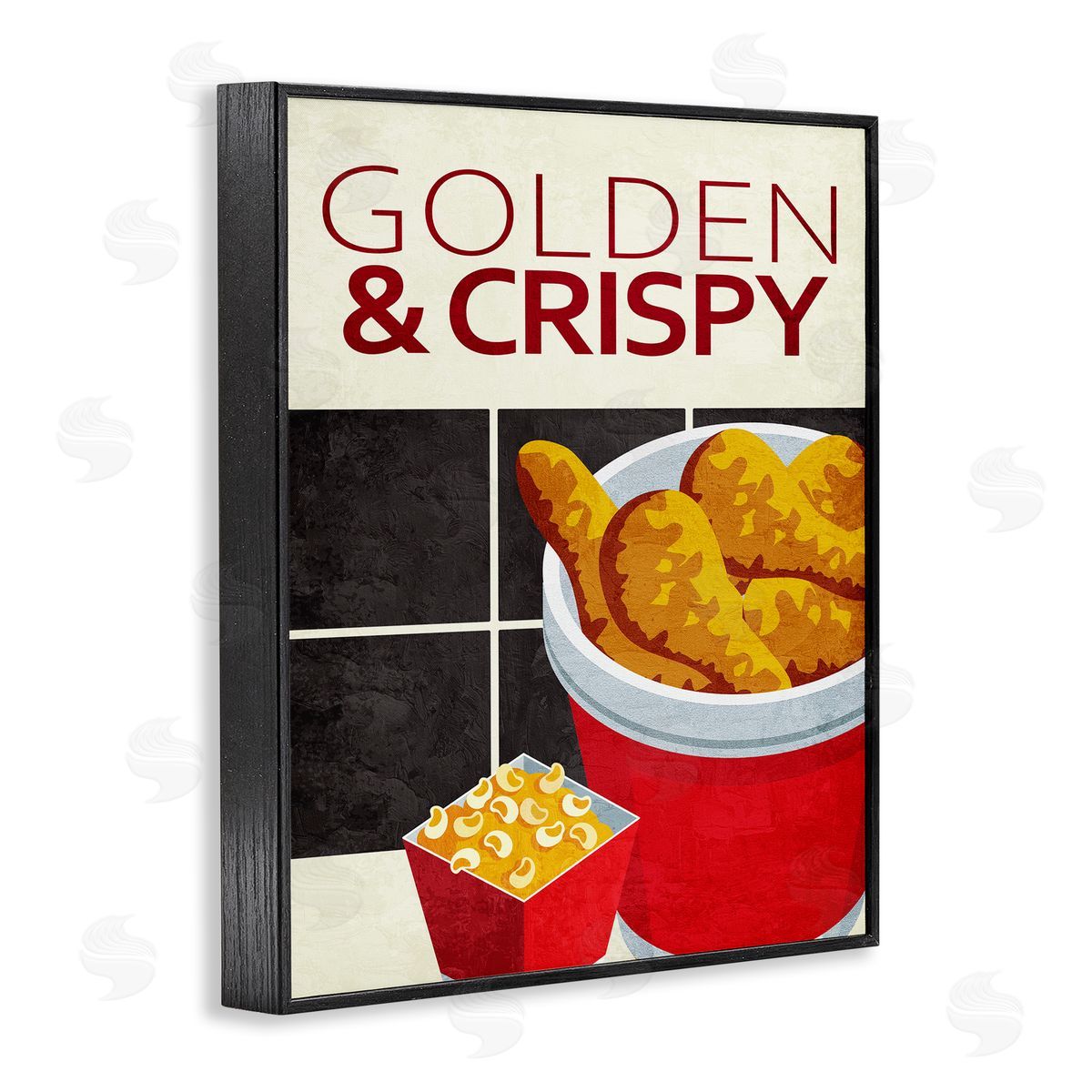 Golden & Crispy Fried Food Black Frame Print Wall Art, Home Decor by Kim Allen