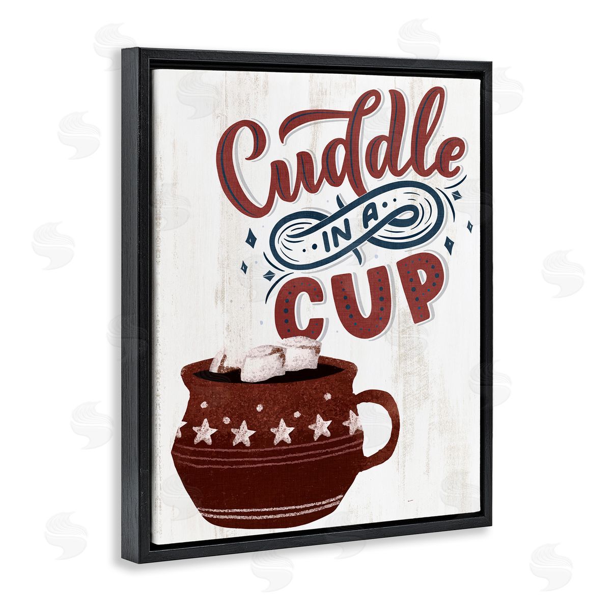 Cuddle In A Cup Cocoa Black Floating Frame Canvas Wall Art, Home Decor by Kim Allen
