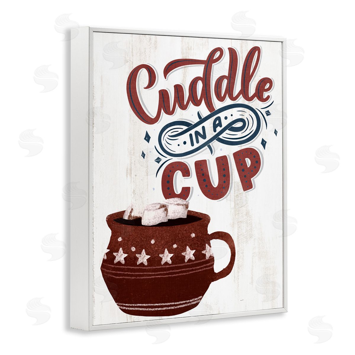 Cuddle In A Cup Cocoa White Frame Print Wall Art, Home Decor by Kim Allen