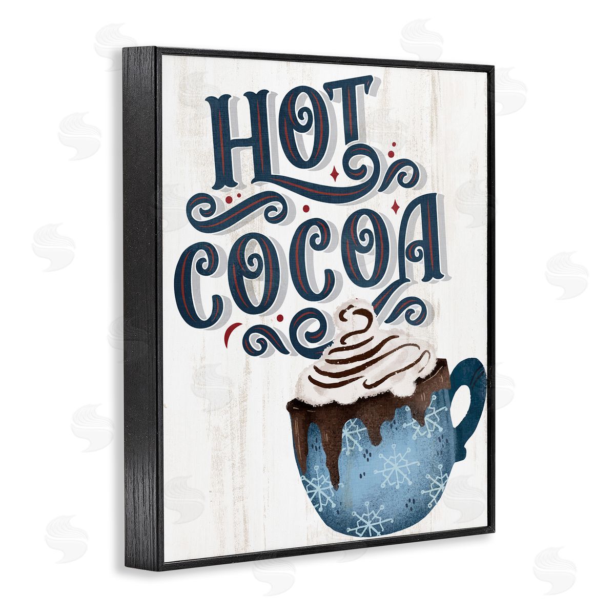 Warm Rustic Hot Cocoa Black Frame Print Wall Art, Home Decor by Kim Allen