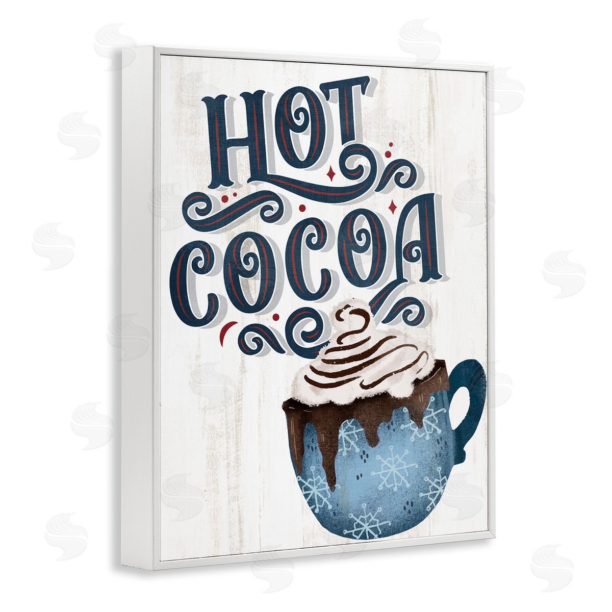 Warm Rustic Hot Cocoa White Frame Print Wall Art, Home Decor by Kim Allen