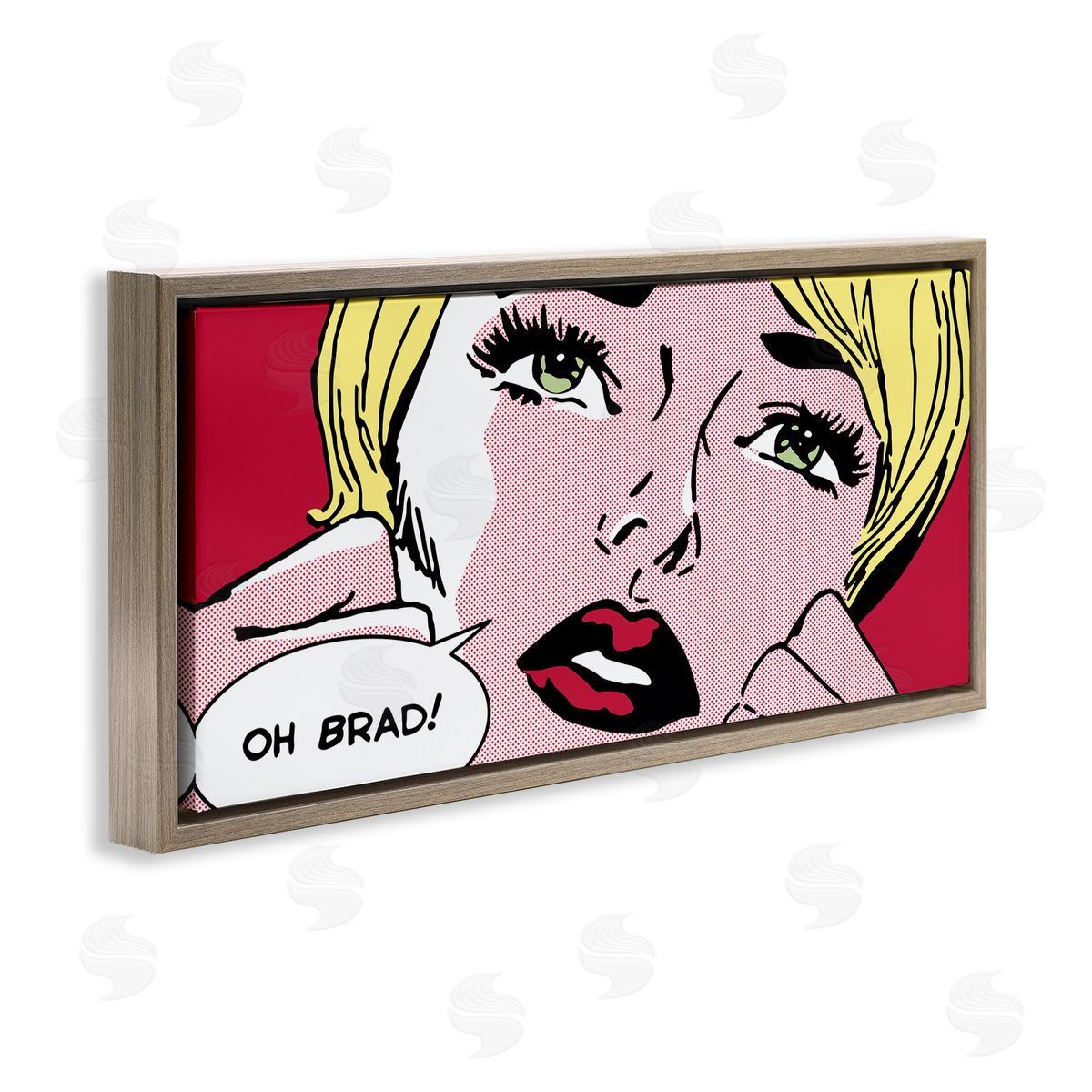 Iconic Pop Comic Woman Brown Floating Frame Canvas Wall Art, Home Decor by Sheila B.
