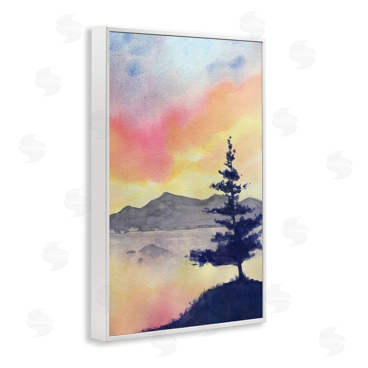 Radiant Sunset over Lake White Frame Print Wall Art, Home Decor by Stephanie Fielden