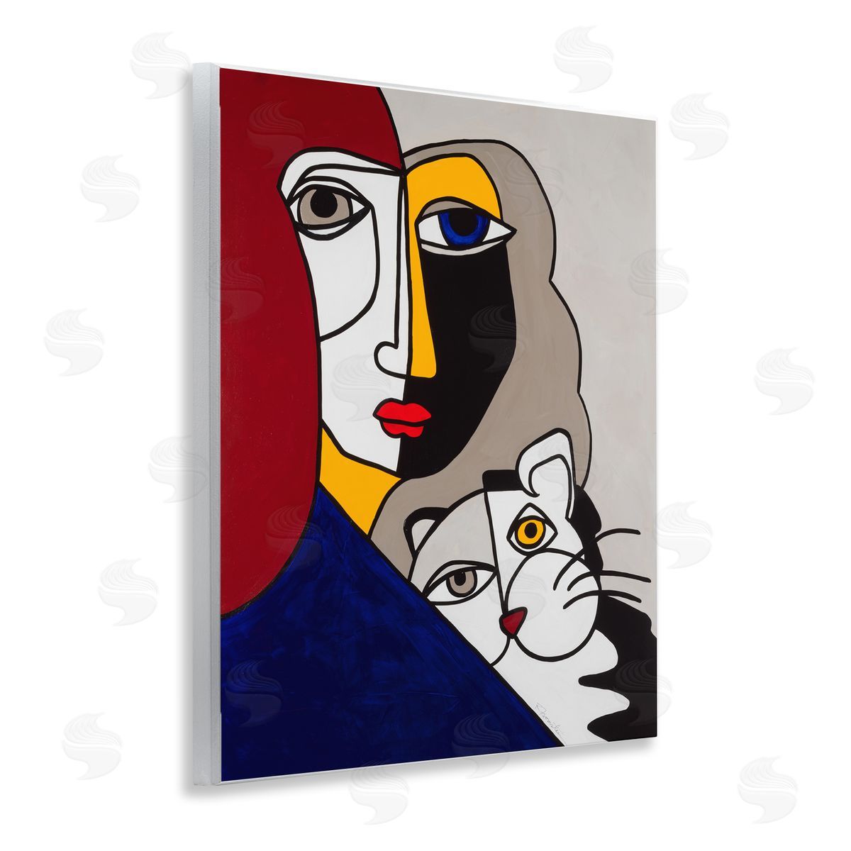 Bold Primaries Mod Portraits Wood Plaque Wall Art, Home Decor by Ruth Fromstein