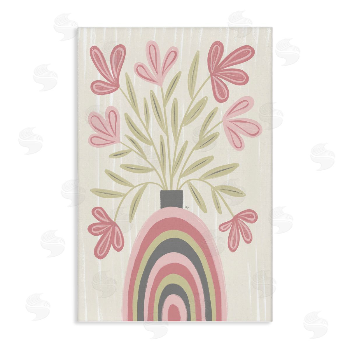 Pastel Arched Flower Vase Canvas Wall Art, Home Decor by Martina Pavlova