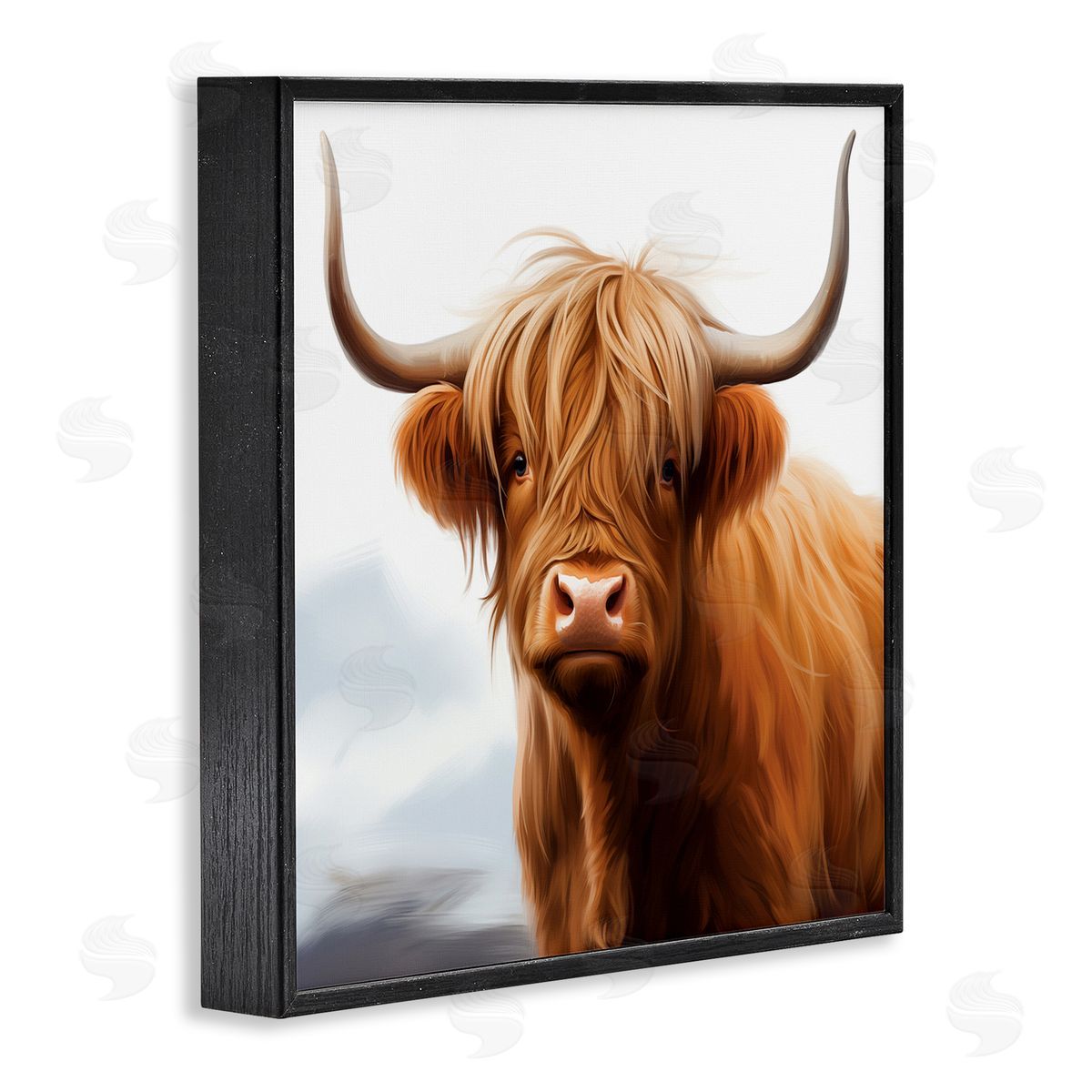 Long Horn Highland Cow Portrait Black Frame Print Wall Art, Home Decor by Heidi Kuntz