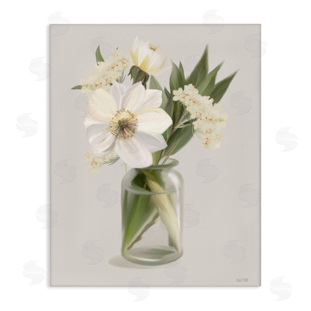 Spring Flower Bundle Vase Canvas Wall Art, Home Decor by House Fenway