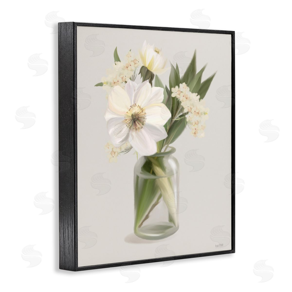 Spring Flower Bundle Vase Black Frame Print Wall Art, Home Decor by House Fenway